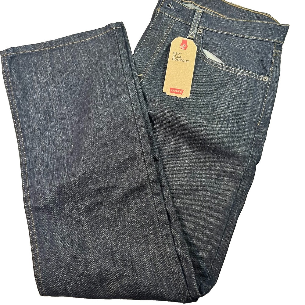 Levi's 527 Slim Boot Cut Jeans Mens 36x32 Blue Denim Dark Wash Western Cowboy